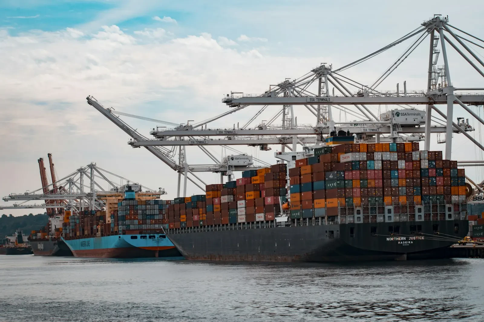 Container vessel at a port terminal